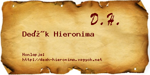 Deák Hieronima névjegykártya